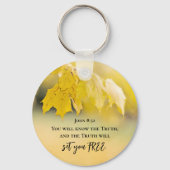 ヨハネ8:32真理は、あなた方に自由な聖書の聖句を与える キーホルダー (裏面)