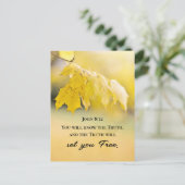 ヨハネ8:32真理は、あなた方に自由な聖書の聖句を与える ポストカード (スタンド正面)