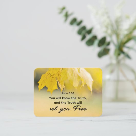 ヨハネ8:32真理は、あなた方に自由な聖書の聖句を与える 名刺 (スタンド正面)