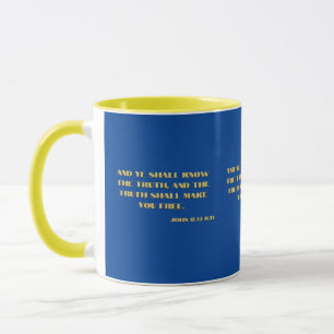 ヨハネ8:32聖書の聖なる書物、 経典第2節Two-Tone Mug マグカップ
