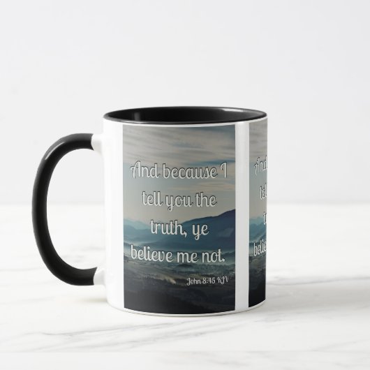 ヨハネ8:45 KJVバイブル聖なる書物、 経典Pic 2-Tone Mug マグカップ (左)