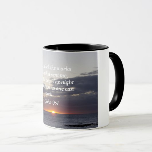 ヨハネ9:4わたしはわたしを遣わされた方の業を行なわなければならない マグカップ (正面右)