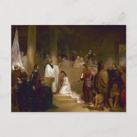 ヨハネ・ガドスビー・チャップマンによるポカホンタのバプテスマ ポストカード (正面)