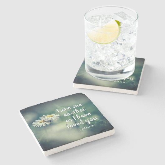 ヨハネ 13:34 互いに愛しなさい。わたしがあなたたちを愛したように ストーンコースター (横)