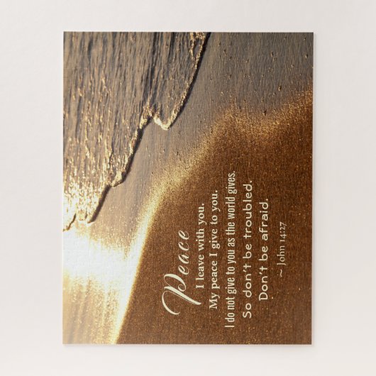 ヨハネ 14:27 イエスの言葉、"あなた方に平和を残します。" ジグソーパズル (縦)