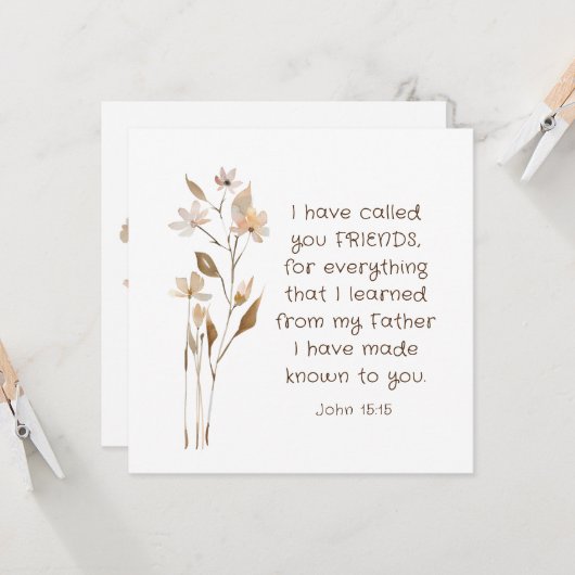 ヨハネ 15:15 私はあなたたちを友と呼ぶ 聖書の言葉 カード (正面/裏面インサイチュ)