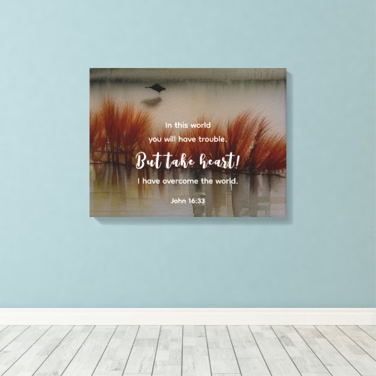 ヨハネ 16:33 勝利の聖書の言葉 クリスチャン キャンバスプリント (インサイチュ (ウッドフロア))