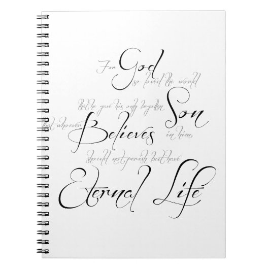 ヨハネ 3:16 の聖書の文章 ノートブック (正面)