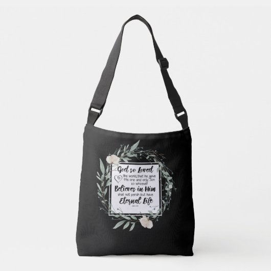 ヨハネ 3:16 神は世界を愛された 聖書の名言 クロスボディバッグ (正面)