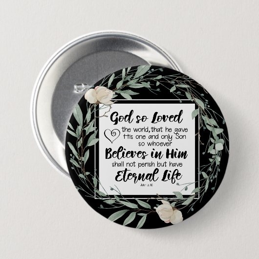 ヨハネ 3:16 神は世界を愛された 聖書の名言 缶バッジ (正面&裏面)
