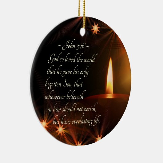 ヨハネ 3:16 神は世界を愛しておられた、クリスマス聖書 セラミックオーナメント (右)