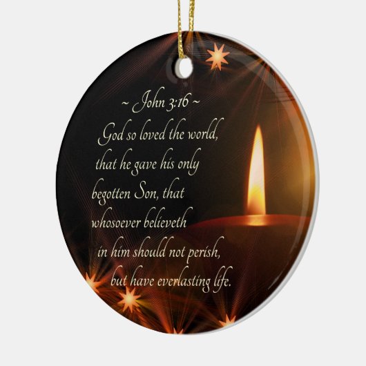 ヨハネ 3:16 神は世界を愛しておられた、クリスマス聖書 セラミックオーナメント (左)