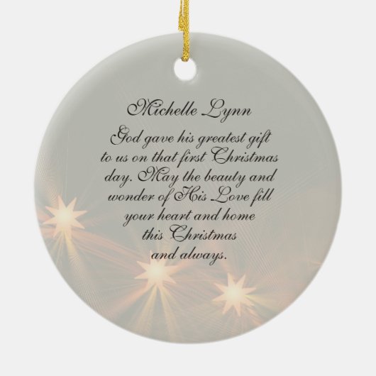 ヨハネ 3:16 神は世界を愛しておられた、クリスマス聖書 セラミックオーナメント (裏面)