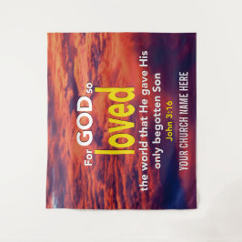 ヨハネ 3:16 神は、 御自分の愛するこの世界を、 その御子を遣わしてくださった。 タペストリー