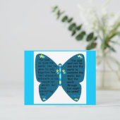 ヨハネ 3:16-17 蝶 青い ポストカード (スタンド正面)