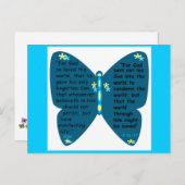 ヨハネ 3:16-17 蝶 青い ポストカード (正面/裏面)