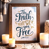 ヨハネ 8:32 『真実はあなたを自由に』 アート ポスター