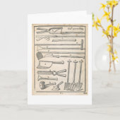 ヨハン著「オランダの庭師」からの園芸工具、 カード (黄色い花)