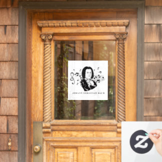 ヨハン・セバスチャン・バッハポートレートとバストとノート ウィンドウサイン