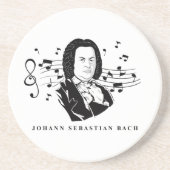 ヨハン・セバスチャン・バッハポートレートとバストとノート コースター (正面)