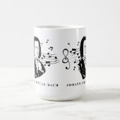 ヨハン・セバスチャン・バッハポートレートとバストとノート コーヒーマグカップ (中央)