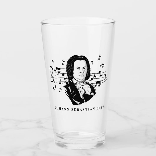 ヨハン・セバスチャン・バッハポートレートとバストとノート タンブラーグラス (正面)