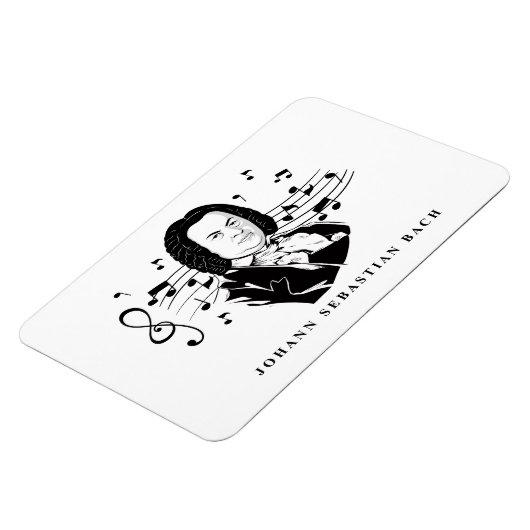 ヨハン・セバスチャン・バッハポートレートとバストとノート マグネット (左側)