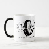 ヨハン・セバスチャン・バッハポートレートとバストとノート モーフィングマグカップ (左)