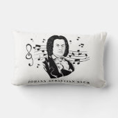 ヨハン・セバスチャン・バッハポートレートとバストとノート ランバークッション (裏面)