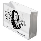 ヨハン・セバスチャン・バッハポートレートとバストとノート ラージペーパーバッグ (正面アングル)