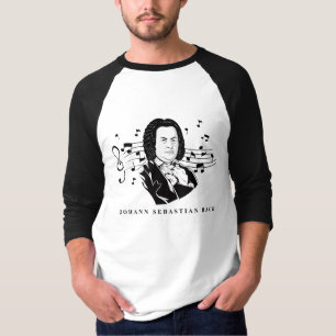 ヨハン・セバスチャン・バッハポートレートとバストとノート Tシャツ
