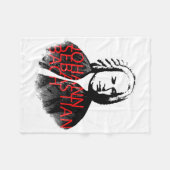 ヨハン・セバスチャン・バッハポートレートと赤い文字 フリースブランケット (正面(横))