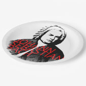 ヨハン・セバスチャン・バッハポートレートと赤い文字 ペーパープレート (アングル)