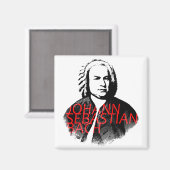 ヨハン・セバスチャン・バッハポートレートと赤い文字 マグネット (正面/裏面)