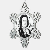 ヨハン・セバスチャン・バッハポートレート/メモ付きバスト スノーフレークピューターオーナメント (右)