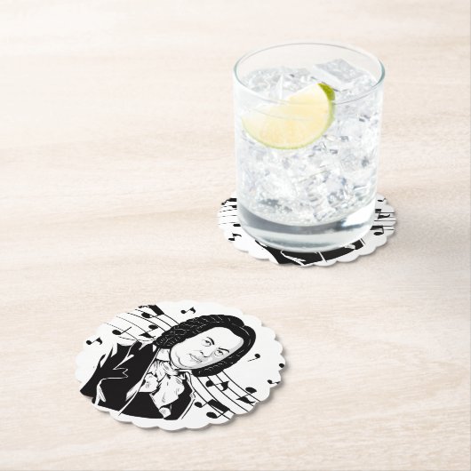 ヨハン・セバスチャン・バッハポートレート/メモ付きバスト ペーパーコースター (インサイチュ)