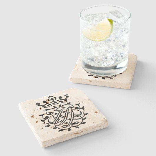 ヨハン・セバスチャン・バッハ印鑑クレストモノグラム記章 ストーンコースター (横)