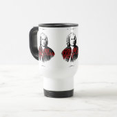 ヨハン・セバスチャン・バッハ・ポートレートとレッド・レターズ トラベルマグ (正面左)