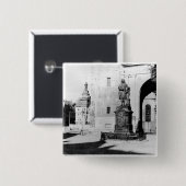 ヨハン・ゼバスティアン・バッハの彫像 缶バッジ (正面&裏面)