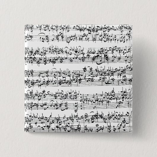 ヨハン・ゼバスティアン・バッハの音楽スコア 缶バッジ (正面)