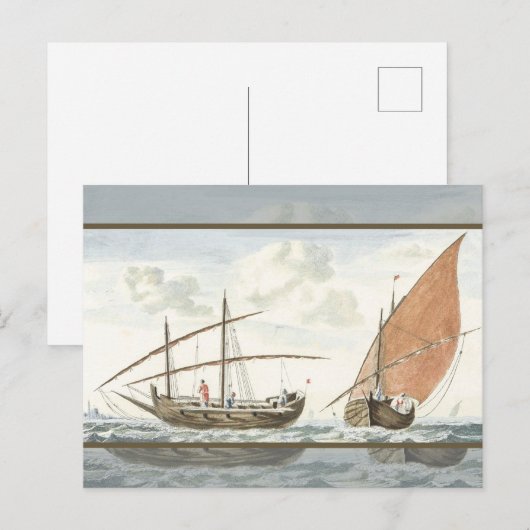 ヨハン・ティラーによるイスタンブール海の船 ポストカード (正面/裏面)
