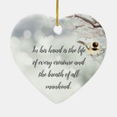 ヨブ12:10日付の聖書の聖なる書物、 経典私たちの人生を彼の内に セラミックオーナメント (裏面)