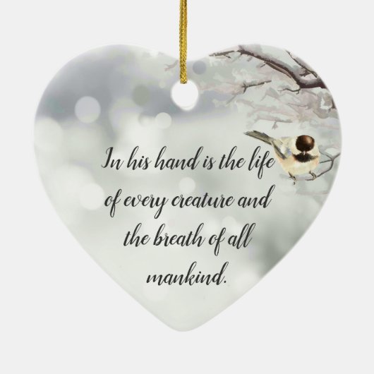 ヨブ12:10日付の聖書の聖なる書物、 経典私たちの人生を彼の内に セラミックオーナメント (裏面)