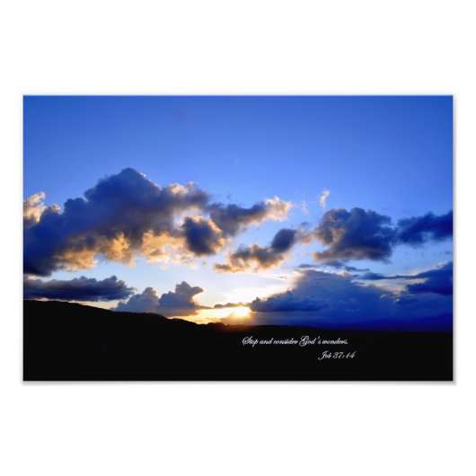 ヨブ37:14ストップと神の事を考え疑問に思なさい。 フォトプリント            (正面)