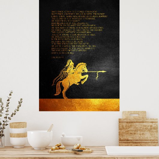 ヨブ39:19-25聖書の詩 ポスター (キッチン)