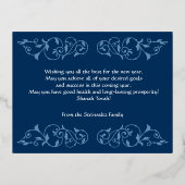 ヨムテルアスターショファーブルー実在ゴールドフォイルカード 箔招待状ポストカード (裏面)