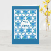 ヨム・キプルの挨拶状-パターンダビデの星 カード (黄色い花)