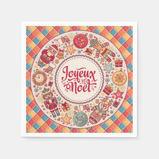 ヨユノエルフォークア伝統的ートクリフランスのスマス スタンダードカクテルナプキン (正面)