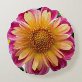 ヨランダの黄色いダリア ラウンドクッション (裏面)