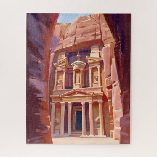 ヨルダンのペトラ遺跡の旅の絵画アート ジグソーパズル (縦)